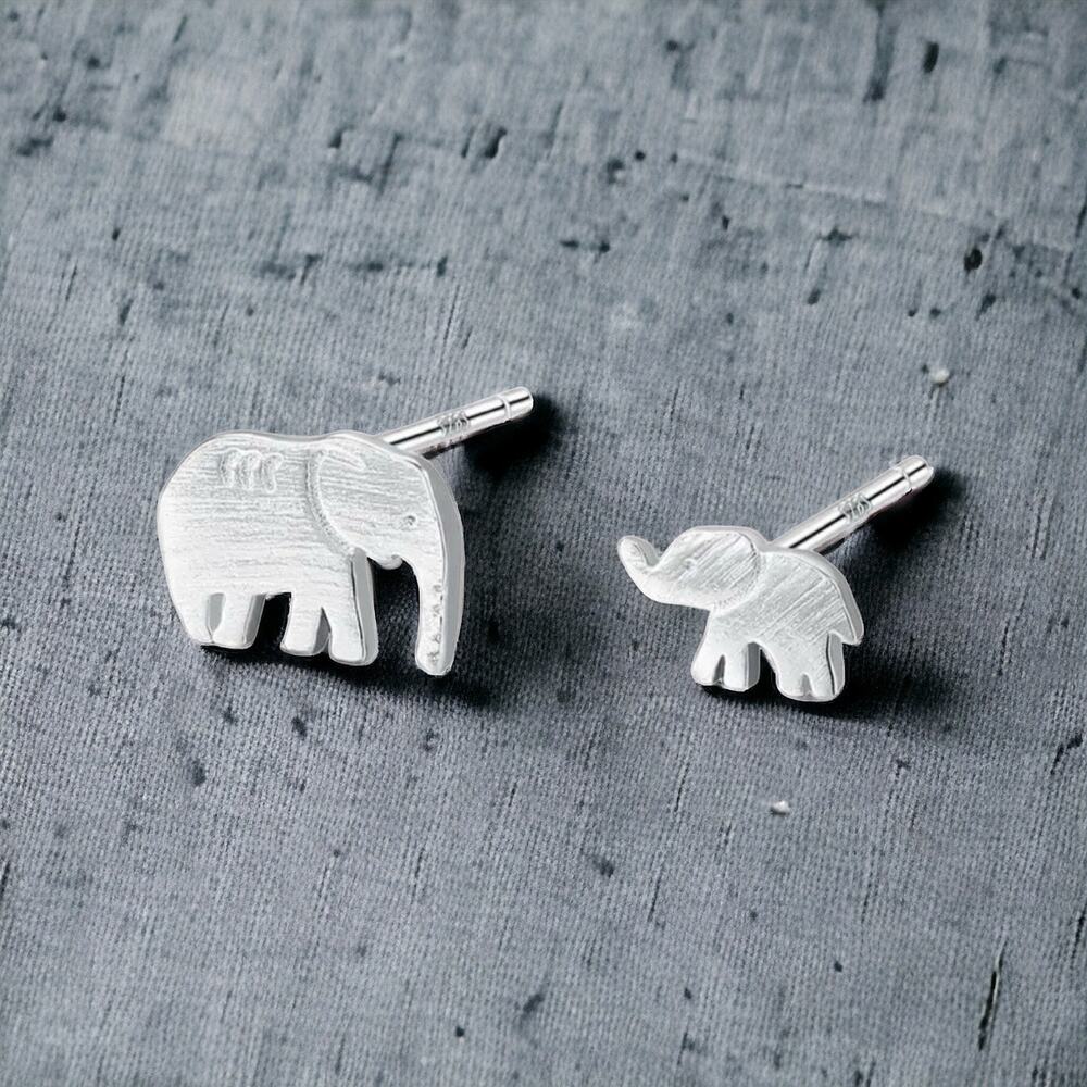 NEW sterling silver mom baby elephant animal stud earrings jewelry B16A - Picture 8 of 8